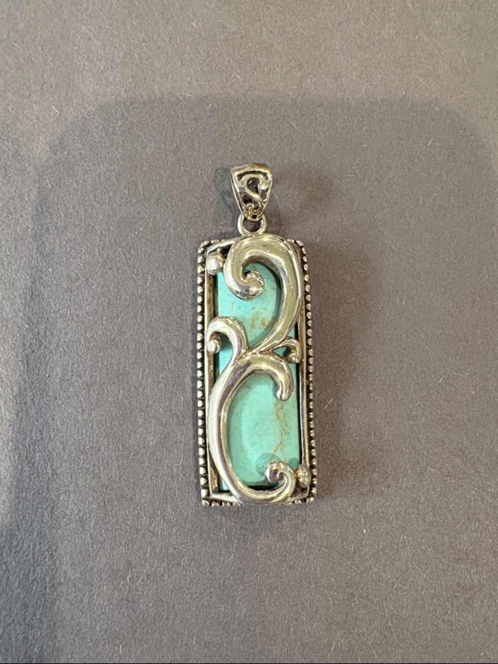 Sterling Silver Turquoise Scroll Pendant - Turquoise